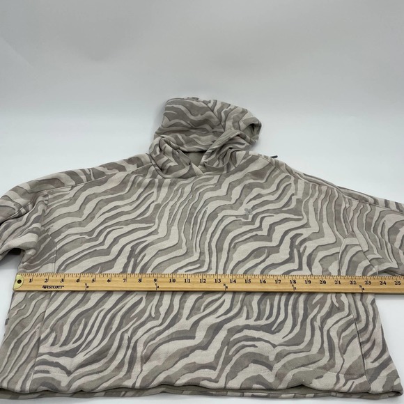 SWEATY BETTY Essentials Hoodie Womens Size M Tan Zebra Boxy Cropped Terry Lined - Picture 6 of 7